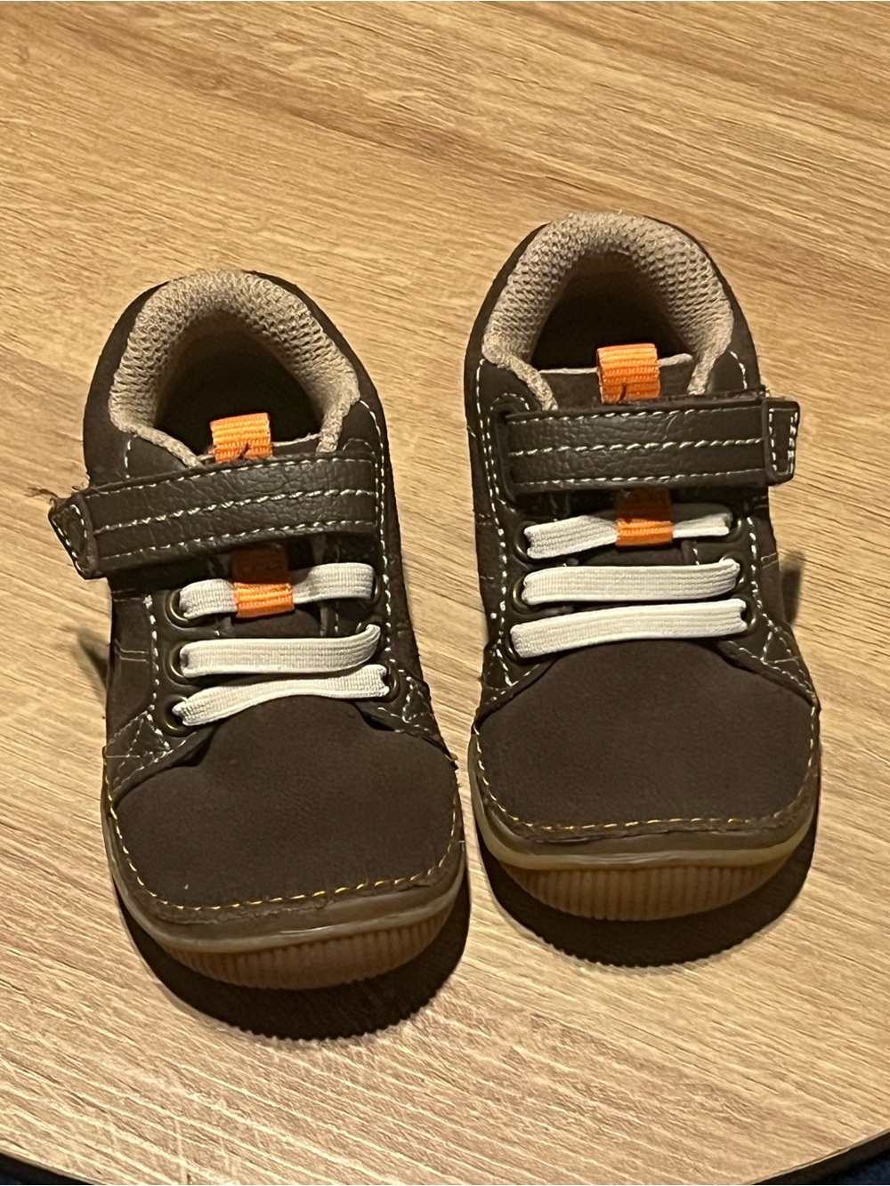 Stride Rite Brown and Orange Kids Moccasins